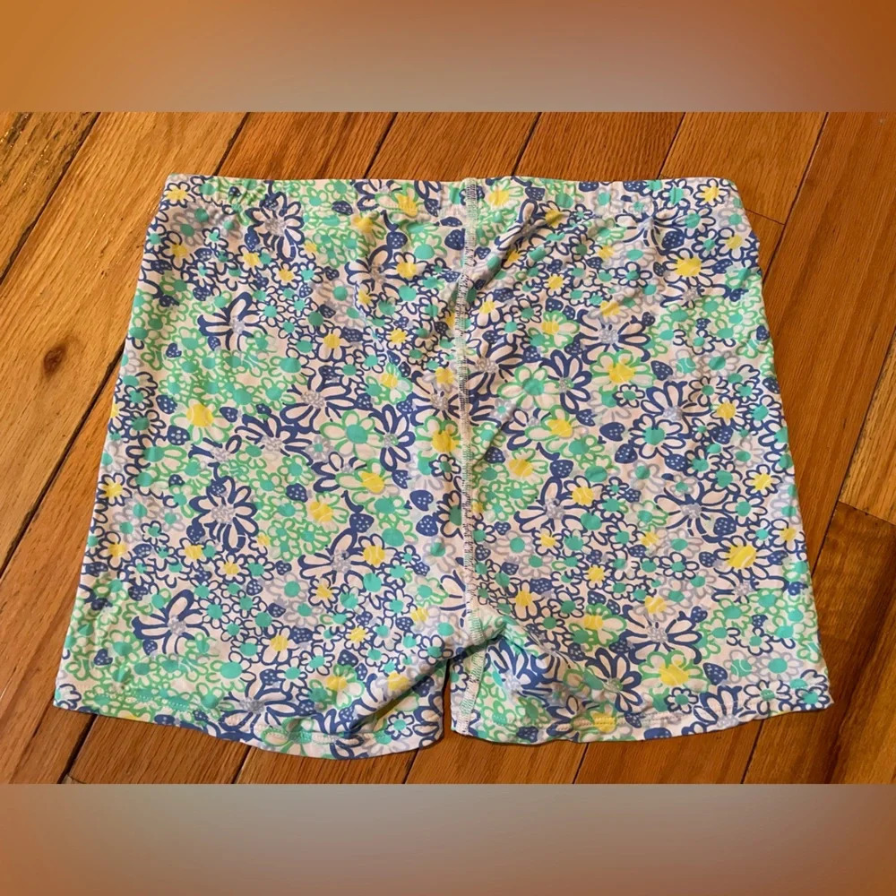 Lily Pulitzer Luxletic Bike Shorts Women’s Size Small Blue/Green Floral EUC - Picture 3 of 10